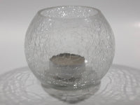 Crackle Glass Tealight Candle Holder 3" Tall 4" Wide
