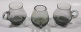 Set of 3 Black Tinted Glass Small 2 3/8" Tall Cups - Two The Same One Different