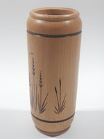 David Barclay Sunfox 5" Tall Wood Plant and Bird Engraved Ornament