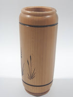 David Barclay Sunfox 5" Tall Wood Plant and Bird Engraved Ornament