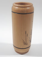 David Barclay Sunfox 5" Tall Wood Plant and Bird Engraved Ornament