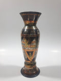 Vintage Pyramids Themed 6" Tall Brass and Copper Metal Vase
