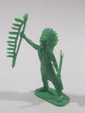 Green Indian Native Chief 2 3/4" Tall Plastic Toy Figure