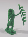 Green Indian Native Chief 2 3/4" Tall Plastic Toy Figure