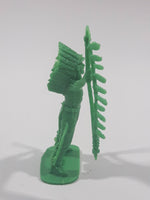 Green Indian Native Chief 2 3/4" Tall Plastic Toy Figure