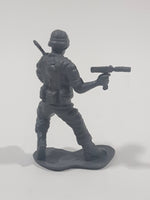 Grey Army Military Soldier 2" Tall Plastic Toy Figure