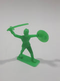 Green Army Military Soldier with Sword and Shield 2 3/8" Tall Plastic Toy Figure