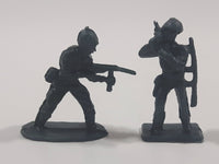 Set of 2 Dark Grey Army Military Soldiers 2" Tall Plastic Toy Figures