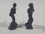 Set of 2 Dark Grey Army Military Soldiers 2" Tall Plastic Toy Figures