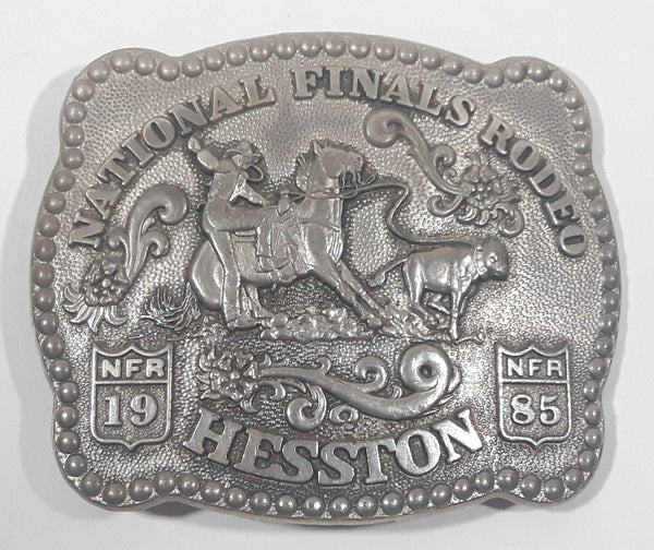 Vintage 1985 NFR National Finals Rodeo Hesston Metal Belt Buckle 3rd Edition Anniversary Series Limited Collector's Buckle