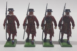 Vintage Britains Ltd Beefeater Yeoman Guard Soldier 3" Tall Toy Metal Figures Lot of 4