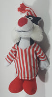 1992 McDonald's Warner Bros. Looney Tunes Sylvester The Cat in Red and White Pajamas 8" Tall Stuffed Animal Cartoon Character Plush