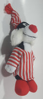 1992 McDonald's Warner Bros. Looney Tunes Sylvester The Cat in Red and White Pajamas 8" Tall Stuffed Animal Cartoon Character Plush