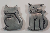 Set of 2 Cat Kitten Small Metal 7/8" Tall Fridge Magnets