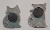 Set of 2 Cat Kitten Small Metal 7/8" Tall Fridge Magnets