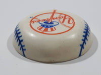 1989 RUSS New York Yankees MLB Baseball Team Baseball Shaped 1 3/4" Diameter Hard Plastic Fridge Magnet