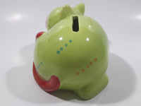 Green and Red Cat Ceramic Coin Bank 5" Long