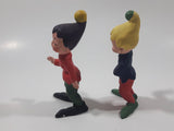 Rare Vintage Pixie Elf Gnome Matte Finish 4 1/8" Tall Ceramic Figures Made in Japan