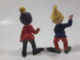 Rare Vintage Pixie Elf Gnome Matte Finish 4 1/8" Tall Ceramic Figures Made in Japan