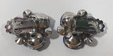 Butterfly Pattern Blue Sapphire Rhinestones 5/8" x 7/8" Clip On Earrings
