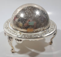 Vintage Silver Plated Dome Roll Top 5 1/4" Diameter Caviar Butter Serving Dish Made in England