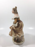 Vintage Lefton Giftcraft Woman Lady In Dress Holding a Basket of Flowers 7 1/2" Tall Ceramic Figure KW344B Has Chips