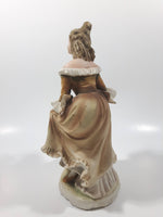 Vintage Lefton Giftcraft Woman Lady In Dress Holding a Basket of Flowers 7 1/2" Tall Ceramic Figure KW344B Has Chips