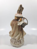 Vintage Lefton Giftcraft Woman Lady In Dress Holding a Basket of Flowers 7 1/2" Tall Ceramic Figure KW344B Has Chips