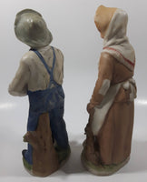 Vintage Homco Man with a Squirrel and Woman with a Rabbit 8" Tall Ceramic Figures 1409 Made in Japan