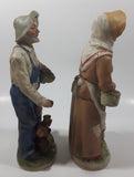 Vintage Homco Man with a Squirrel and Woman with a Rabbit 8" Tall Ceramic Figures 1409 Made in Japan