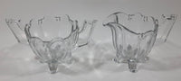 Vintage Heavy Glass Creamer and Sugar Bowl 4" Tall