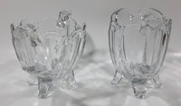 Vintage Heavy Glass Creamer and Sugar Bowl 4" Tall