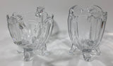 Vintage Heavy Glass Creamer and Sugar Bowl 4" Tall