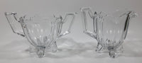 Vintage Heavy Glass Creamer and Sugar Bowl 4" Tall