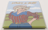 Dolly Parton You're A Doll! Cowgirl Blonde Country Girl in Cowboy Hat 2 1/8" x 3 1/8" Fridge Magnet