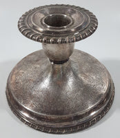 Antique 19th Century Sheffield Reproduction 3 1/4" Tall Engraved Silver Plated Candle Stick Holder #1643