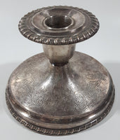 Antique 19th Century Sheffield Reproduction 3 1/4" Tall Engraved Silver Plated Candle Stick Holder #1643