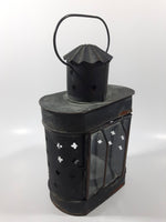 Vintage Metal and Glass 8" Tall Wax Candle Lantern