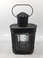 Vintage Metal and Glass 8" Tall Wax Candle Lantern