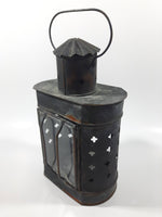Vintage Metal and Glass 8" Tall Wax Candle Lantern