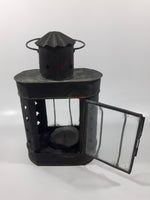 Vintage Metal and Glass 8" Tall Wax Candle Lantern