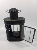 Vintage Metal and Glass 8" Tall Wax Candle Lantern