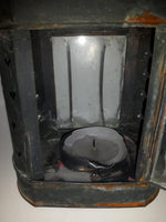 Vintage Metal and Glass 8" Tall Wax Candle Lantern