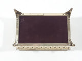 Vintage Green Polished Gemstone and Clear Rhinestone Golden Tone Metal Ornate Travel Bedroom Small Tissue Holder 3" 1/4" x 5"
