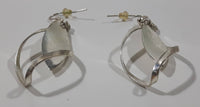 Silver Tone Twisted Pointed Oval Metal Dangling Wire Hook