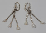 Vintage Triple Dangling Pearl Gold Tone Clip On Earrings