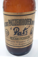 Rare Vintage Schulrheiss Patz Aecht Patzenhofer Bier 7 1/2" Tall Brown Amber Glass Beer Bottle Berlin, Germany