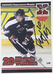 2010 2011 WHL Vancouver Giants Marek Tvrdon #20 LW 2 1/2" x 3 1/2" Paper Card Signed Autograph