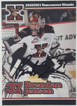 2010 2011 WHL Vancouver Giants Brendan Jensen #37 Goalie 2 1/2" x 3 1/2" Paper Card Signed Autograph