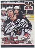 2010 2011 WHL Vancouver Joel Rogers #3 D 2 1/2" x 3 1/2" Paper Card Signed Autograph